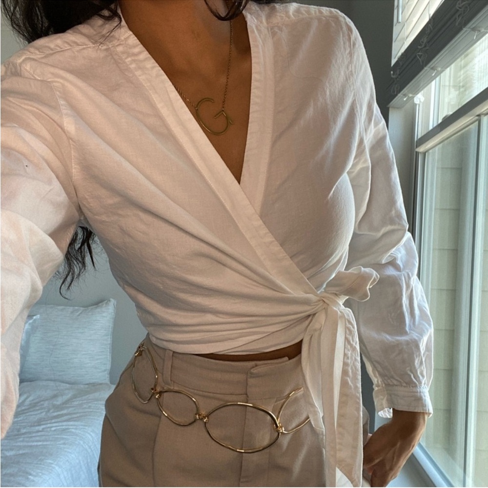 Rag & Bone Linen Wrap Top